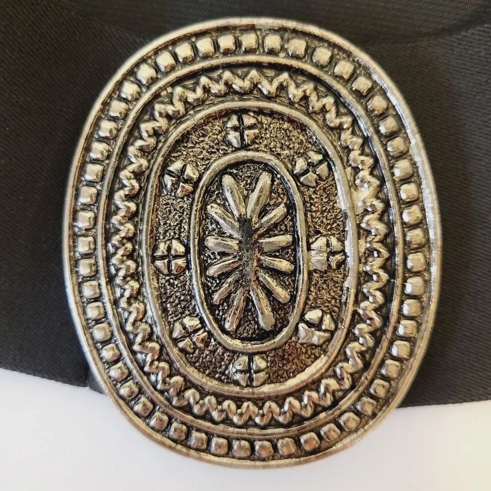 Vintage 1988 PEARL Oval Belt Buckle Western Boho Stretch Belt Unisex USA